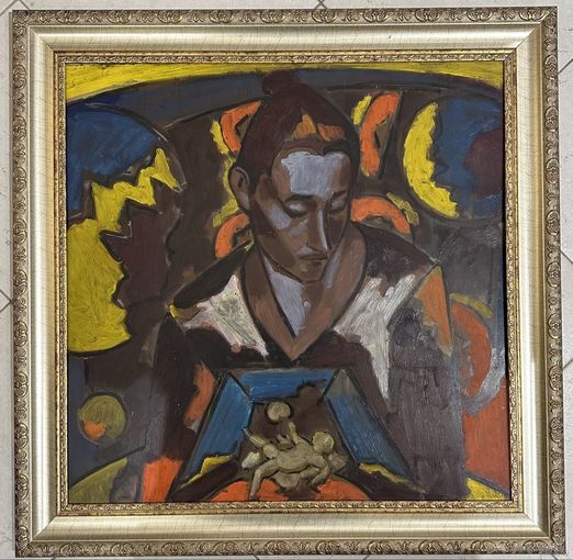 Кищенко А.М "Рождение", 1991г. ДВП, масло. Размер 62х63 см.