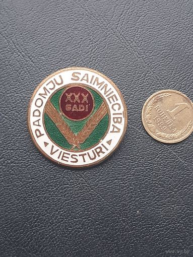 Значок ияжелый. Эмали. 30 лет. VIESTURI