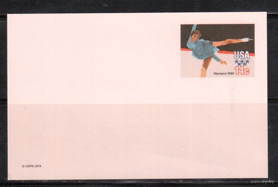 США-1979,  Спорт,  ОИ-1980, карточка с оригинальной маркой