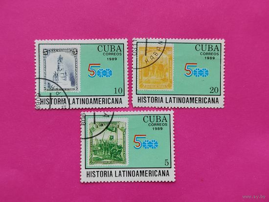 Куба. История латинской америки. ( 3 марки ) 1989 года. 8-13.