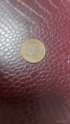 Монета 2 сантима 2009г. Латвия. Неплохая!