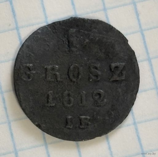 С 1 РУБЛЯ! МЕДНАЯ МОНЕТА 1 ГРОШ 1812 ГОД I.B ГЕРЦОГСТВО ВАРШАВСКОЕ