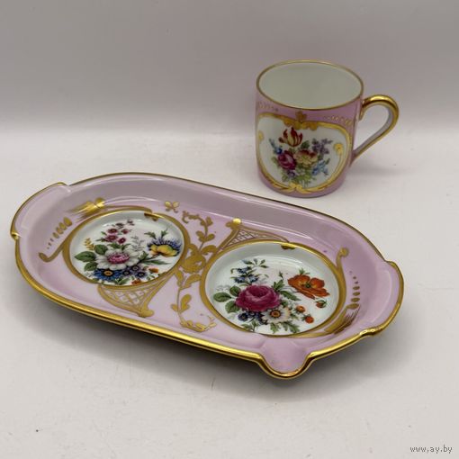 Чашка для кофе на подносе-пепельнице Limoges. Франция. 3880