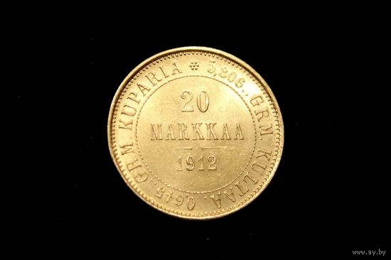 20 марок 1912 г. Финляндия (Российская Империя), Николай II. Штемпельный блеск!