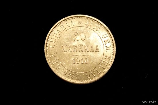 20 марок 1910 г. Финляндия (Российская Империя), Николай II. Штемпельный блеск!