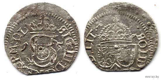 Шеляг 1615, Сигизмунд III Ваза, Вильно. Хороший прочекан, штемпельный блеск, красивое состояние!
