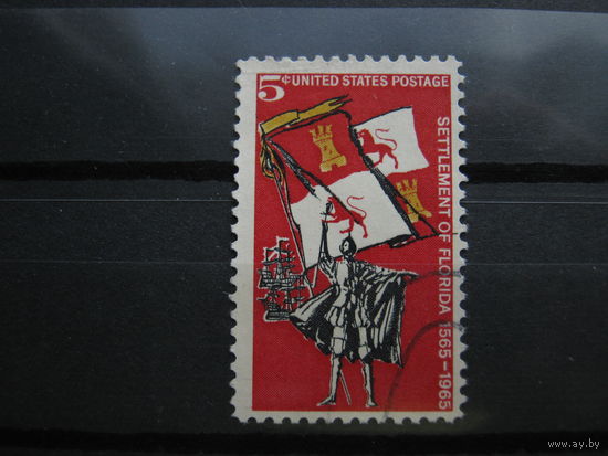 Марка - США, 1965, транспорт, корабли, парусники, флот, рыцари, оружие, флаги, гербы