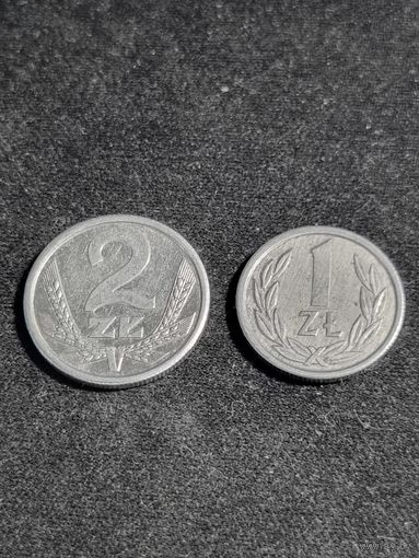Польша 1, 2 злотых 1989
