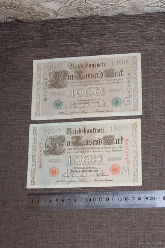 100 марок 1919 года, Германия, красная и зелёная печать.