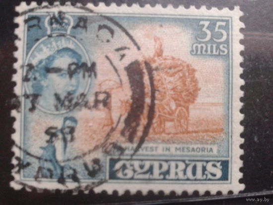 Кипр 1955 Королева Елизавета 2, воз с урожаем 35м