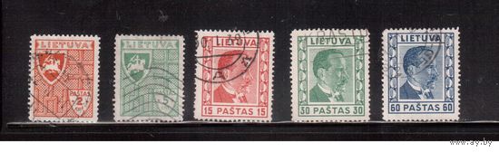 Литва-1936 (Мих.408-412)  гаш.   , Стандарт, Герб, Президент, полная серия(3)