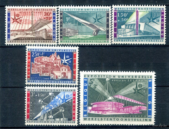 Бельгия - 1958г. - всемирная выставка в Брюсселе - 6 марок - полная серия, MLH [Mi 1094-1099]. #2-Be-64-B-1