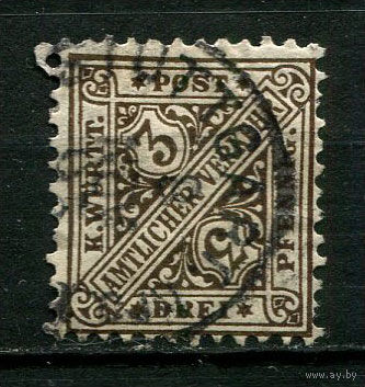 Германские земли - Вюртемберг - 1890 - Цифры 3 Pf Dienstmarken - [Mi.208] - 1 марка. Гашеная.  (Лот 134BR)