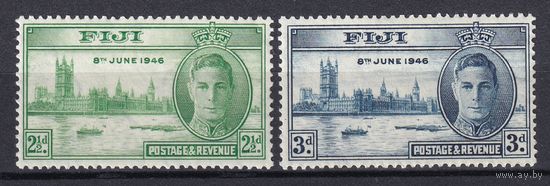 110.BrKS. Великобритания. Колонии. Фиджи. Победа во Второй Мировой Войне. Георг VI. 1946 г. Полная серия. Mi.##112-113.