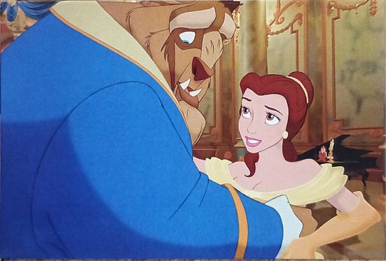 Открытка "Красавица и чудовище" мультфильм, Бэлль и Чудовище , Дисней чистая