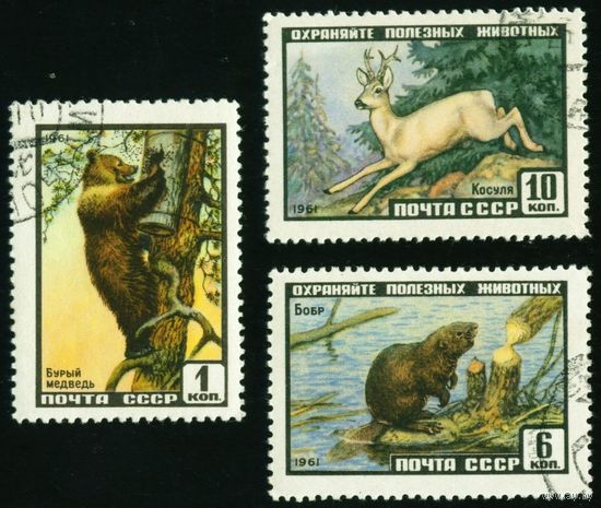 Фауна СССР 1961 год серия из 3-х марок
