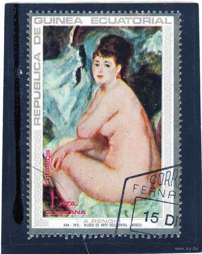 Экваториальная Гвинея.Ми-208. Анна (1875). Серия: Картины Огюста Ренуара. 1973.