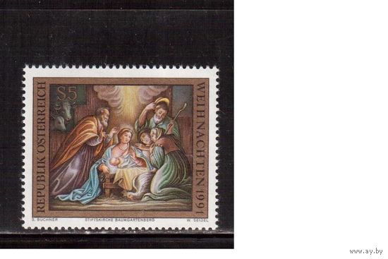Австрия-1991,(Мих.2046)  ** ,   Искусство,Рождество, (одиночка)