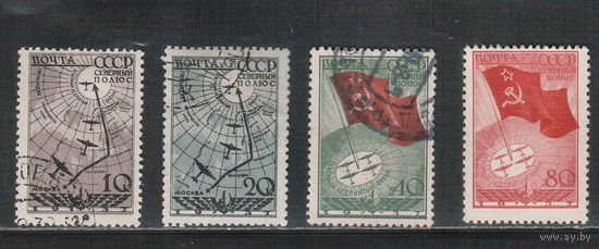 СССР-1938, (Заг.483-486) гаш. , Авиация, Станция "Северный полюс-1" (2)