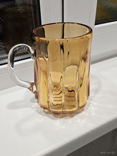 Пивной бокал богемия янтарное стекло