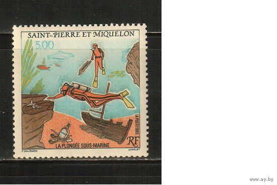 Сен-Пьер и Микелон-1993(Мих.650) , **  , Морская  Фауна ,  Рыбы,(одиночка)