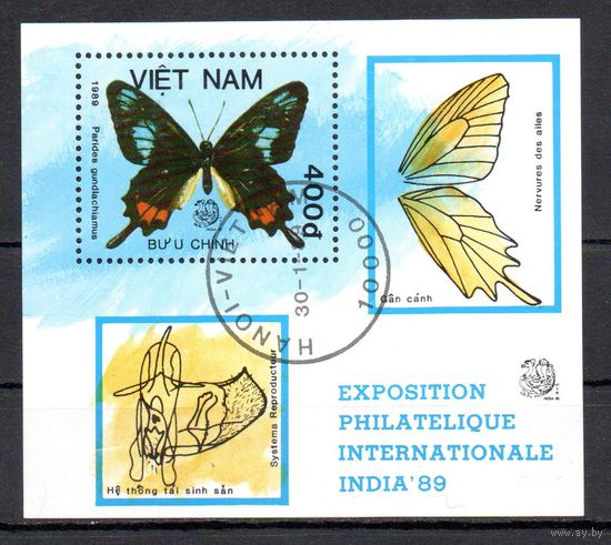 Бабочки Вьетнам 1989 год 1 блок