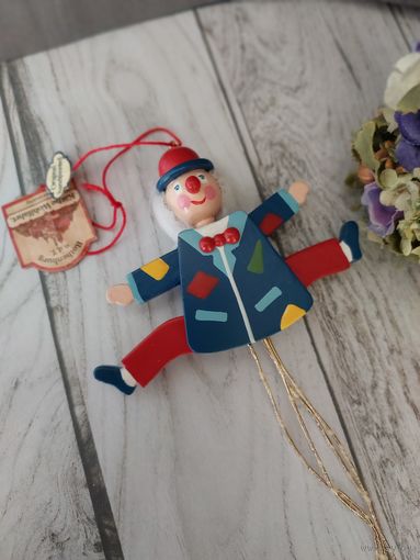 Деревянная винтажная игрушка Клоун, Германия