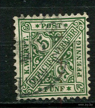 Германские земли - Вюртемберг - 1890 - Цифры 5 Pf Dienstmarken - [Mi.209] - 1 марка. Гашеная.  (Лот 135BR)
