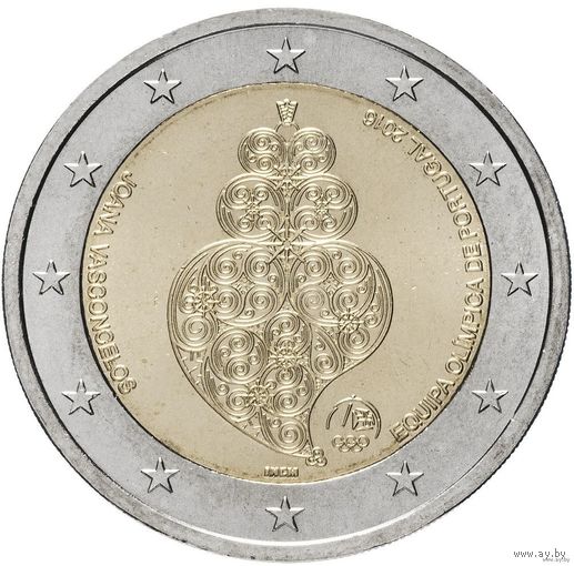 2 евро 2016 Португалия Олимпийские игры в Рио UNC из ролла