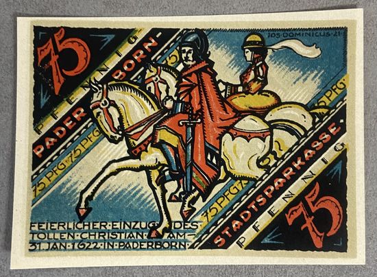 Нотгельд 75 пфеннигов 1921 год. Падерборн. Веймарская республика