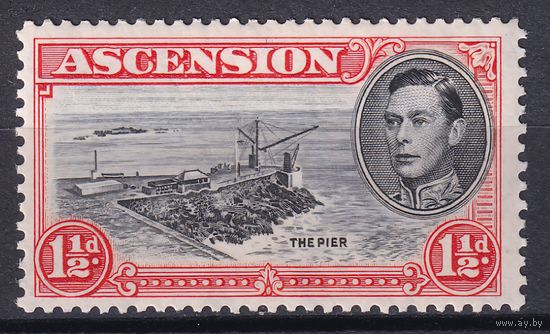 161.BrK. Великобритания. Колонии. Асенсьон. Георг VI. Местные мотивы. 1944 г. 1 1/2d. Mi.#43Ca.