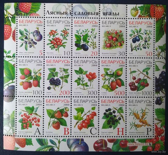 Беларусь 2004 малый лист, ягоды.