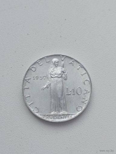 ВАТИКАН 10 лир 1957 год
