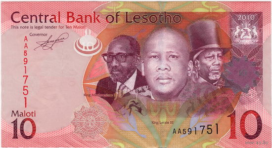 Лесото, 10 малоти, 2010 г., UNC-