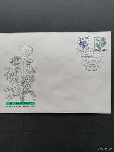 Польша 1989 КПД с полной серией марок "Лекарственные растения" (спецгашение) Mi.3214-3215 каталог 1.00 евро