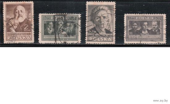 Польша-1947,(Мих.456-461) гаш.  ,  Стандарт,  Деятели культуры
