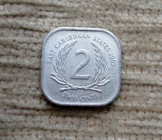 Werty71 Карибские острова 2 цента 1989 Елизавета 2 Карибы