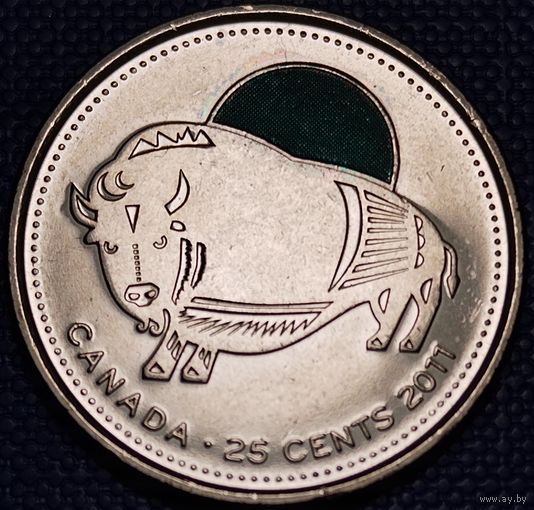 Канада 25 центов 2011 г. Природа Канады - бизон.