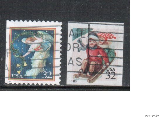 (США-1995 (Мих.2675-2676) , гаш. ,  Рождество,Новый Год(полная серия)