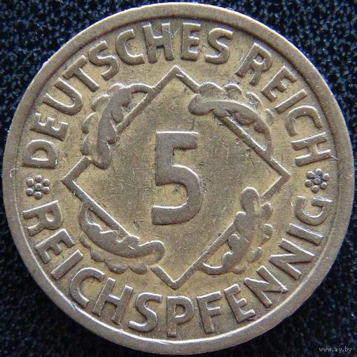 YS: Германия, 5 рейхспфеннигов 1935A, KM# 39 (2)