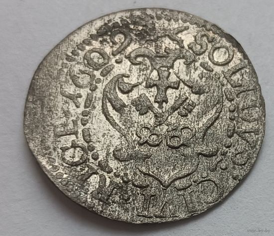 Рыжскi Кiрмаш! Солид 1609, Рига, Сигизмунд III. Остатки блеска