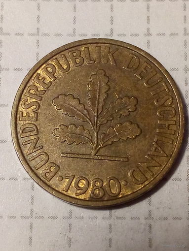 10 пфеннигов ФРГ 1980 год D