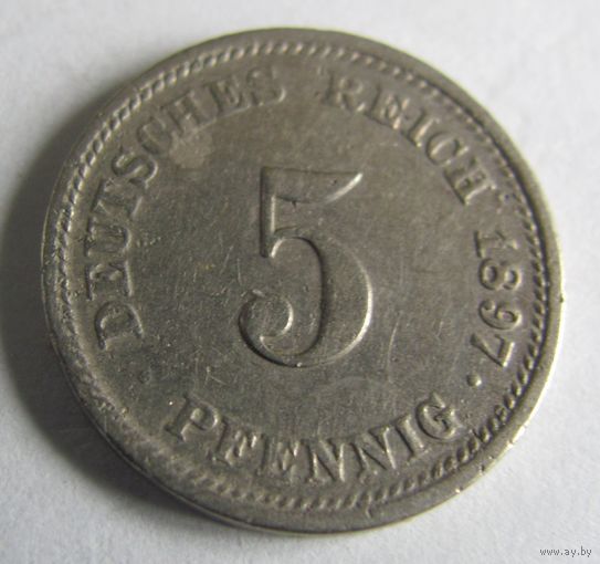 5 пфеннигов 1897 D
