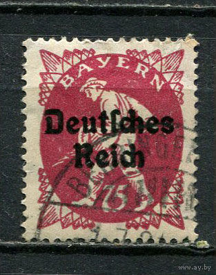 Рейх (Веймарская республика) - 1920/1921 - Надпечатка Deutsches Reich на марках Баварии 75Pf - [Mi.127] - 1 марка. Гашеная.  (Лот 23JJ)-TG2P36