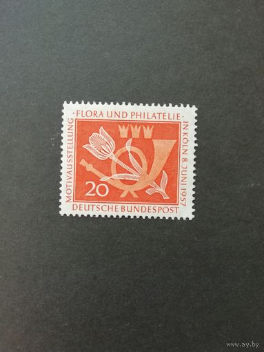 ФРГ 1957 Марка "Тематическая выставка цветы и филателия" (чистая*, есть след от наклейки) Mi.254 каталог 0.70 евро