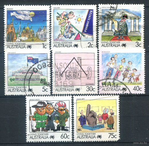 Австралия - 1988г. - мультфильмы - 8 марок - гашёные. #3-WB-79-B-1