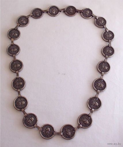 Ожерелье Колье 66 см МЕДУЗА ГОРГОНА Горгонейон Медь Серебрение 19-й век