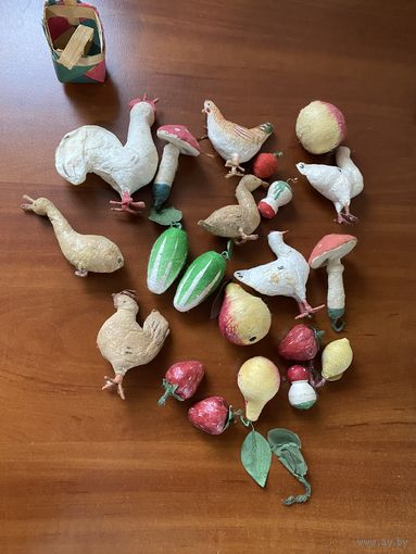 Елочные игрушки ватные ( Лот с рубля )