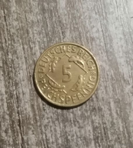 Германия 5 рентенпфеннигов 1936 A