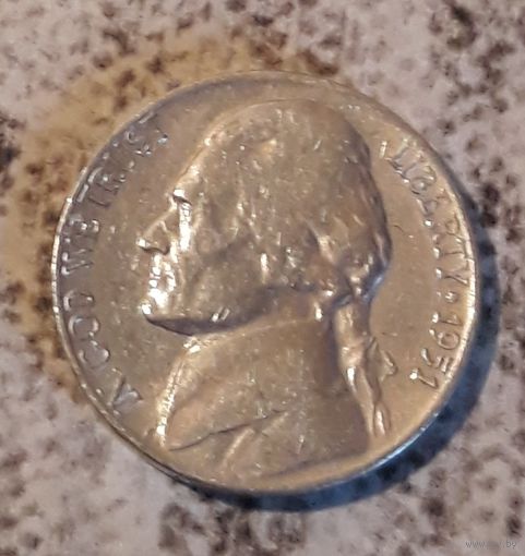 5 центов  1951 S США Джеферсон